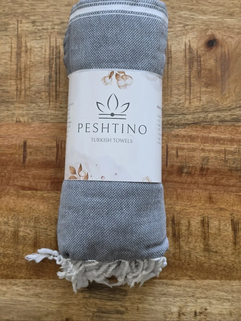 Peshtino Turkish Beach & Travel Towel  Anthracite Grey Lightweight Pestemal